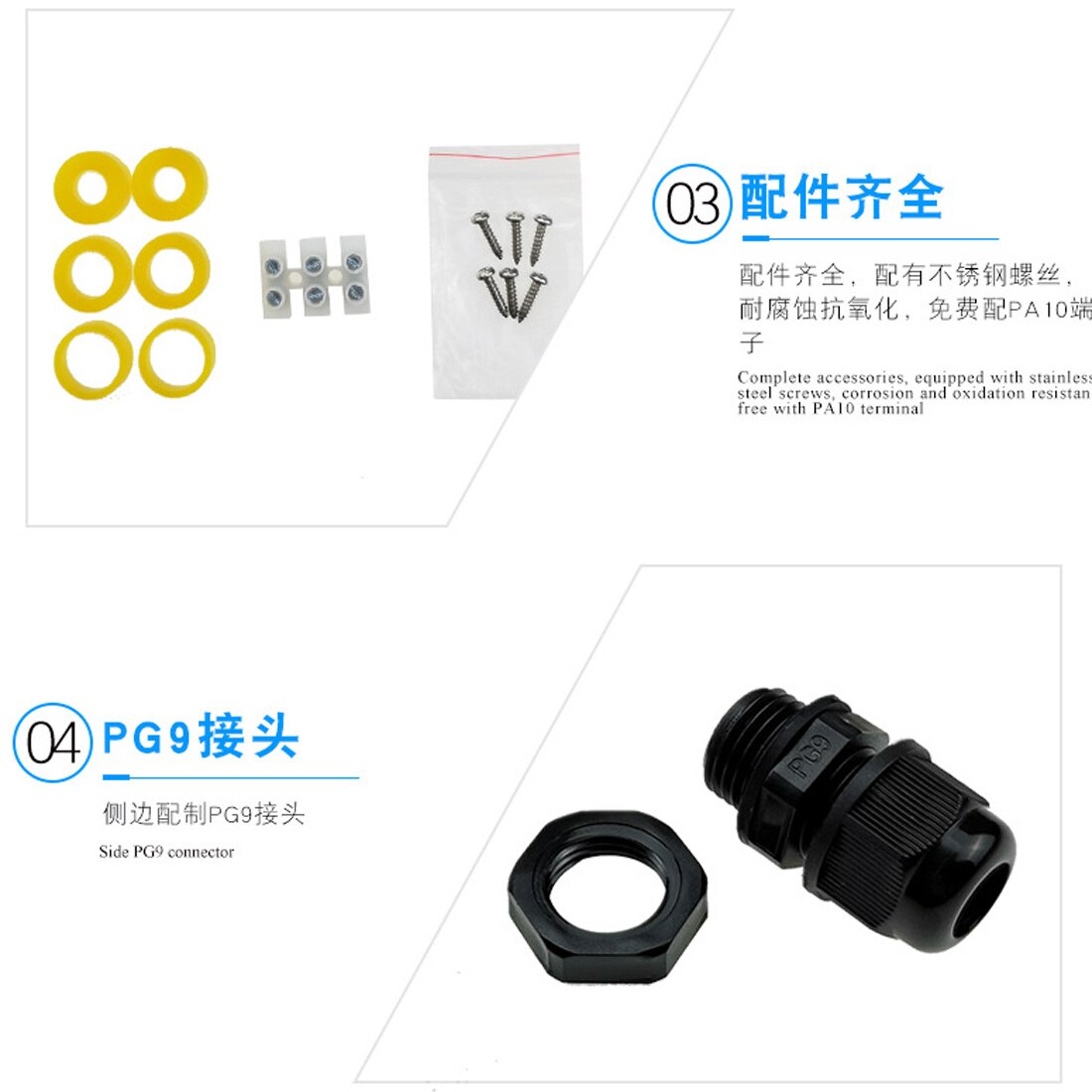 Caixa de junção à prova d'água ip68, 2 vias, 3 vias, 4-15mm, conector elétrico, 24a, 450v, selado, retardador, caixa à prova d'água externa