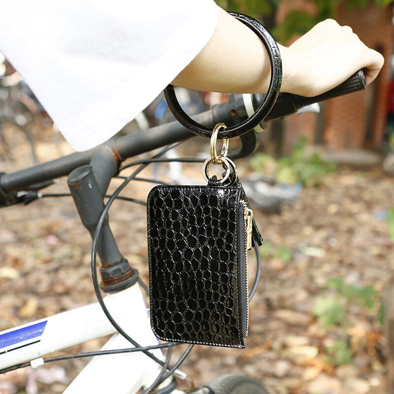 Mangfoldig nøglering og telefon tegnebog pu læder o nøglering med matchende armbåndstaske