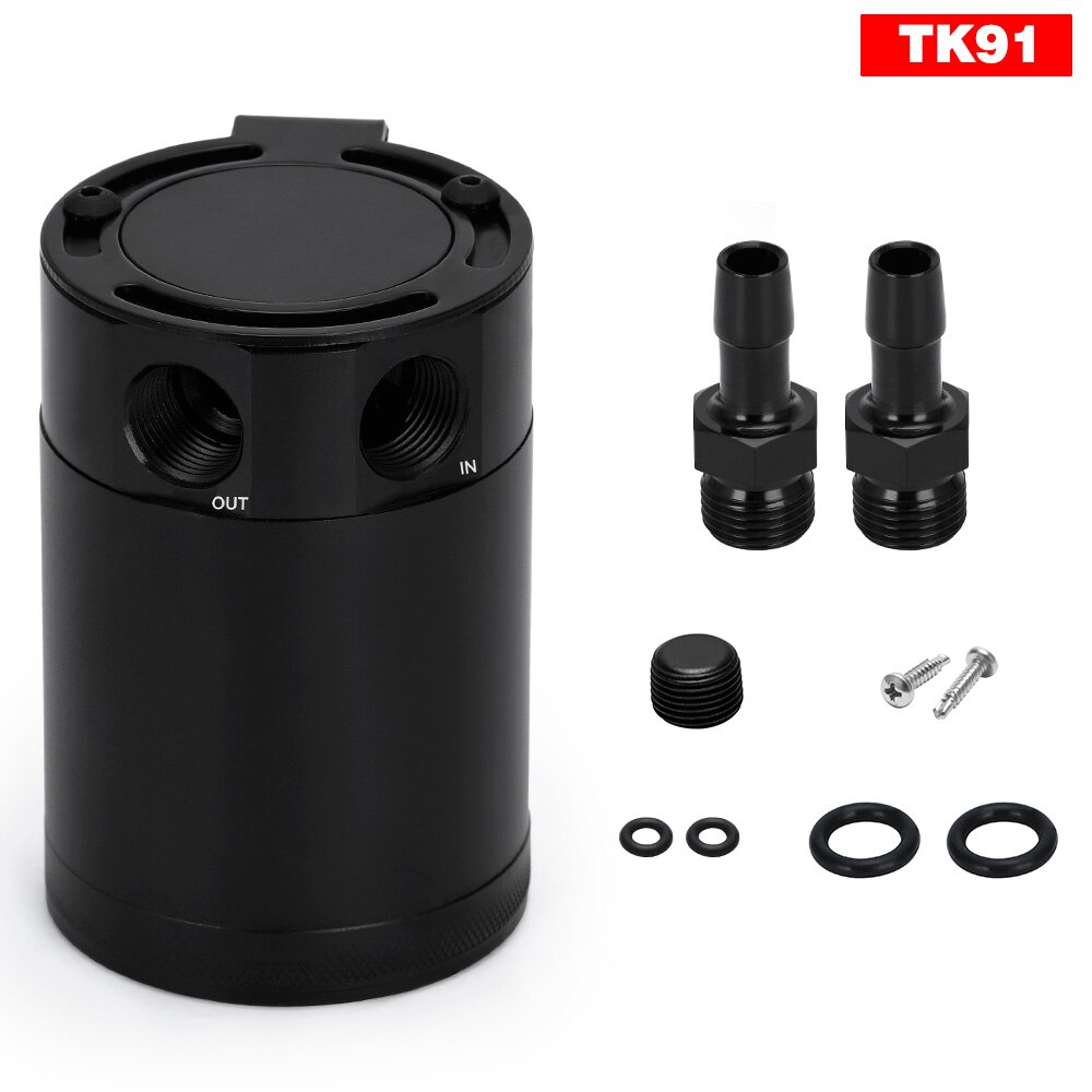 VR - 3/8" NPT Inlet Outlet 2-Port Compact Baffled Oil Catch Can Tank VR-TK91: TK91