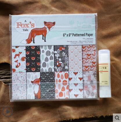 DIY Fox Pattern Scrapbooking Paper Packs 24 Sheets 6'' Decorative Craft Wrapping Paper Printed Background Handmade Pads Making: Style 1 as photo