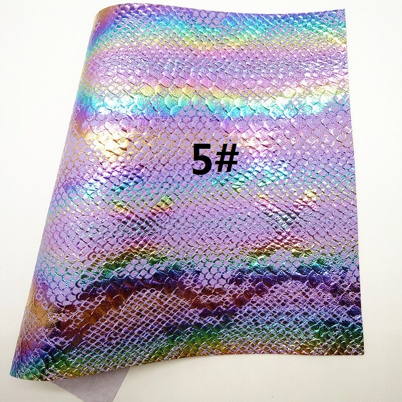 Tela de piel sintética con purpurina púrpura, estampado a rayas, sirena, para arco A4, 21x29CM, Twinkling Ming XM027A: 5