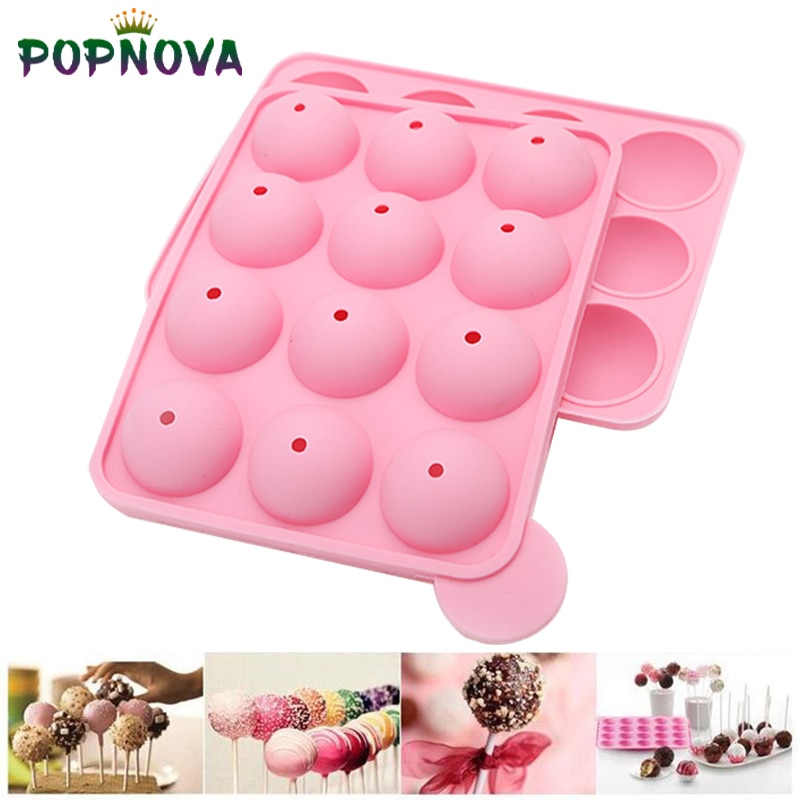 1pc 12 huller chokoladekugle cupcake kage slik maker gør-det-selv bageværktøj silikonepop slikkepind form stavbakke kageform