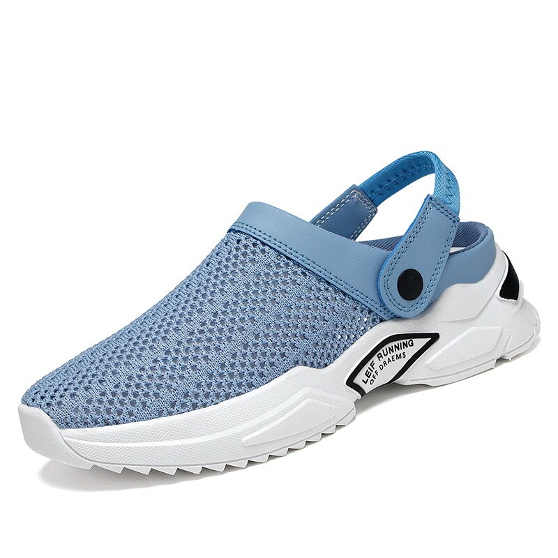 2022 nouvelles pantoufles grande taille pour hommes, demi-pantoufles, sandales à trous pour étudiants, chaussures de plage, été: Bleu / 42