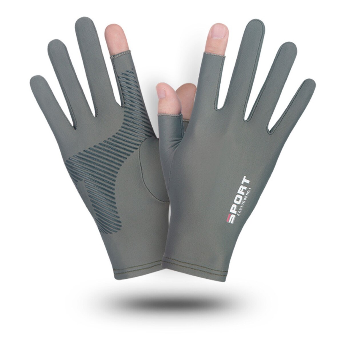 Gants antidérapants d'été en soie glacée, protection solaire fine, en Lycra, haute élasticité, en Silicone, pour la pêche: Light green / M