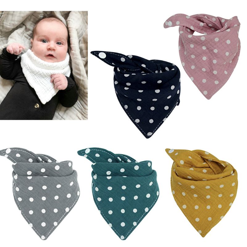 Baby Infant Cotton Bib Newborn Dot Triangle Scarf Feeding Saliva Towel Bandana Burp Cloth Boy Girl Shower