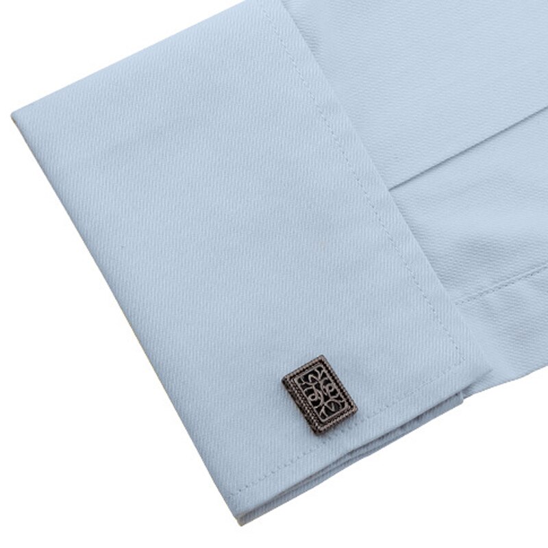 French Shirts Cufflinks Buttons High-grade Men's Unisex Banquet Simple Vintage Hollow Rectangular Business Cuff Links