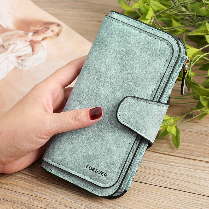 2024 Frauen Brieftaschen lange Pu Leder oben Karten Halfter klassische weibliche Geldbörse Reiß verschluss Brieftasche für Frauen: Blau