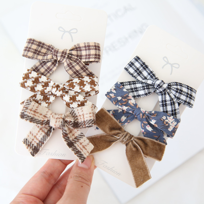 3 sztuk/zestaw nowy łuk włosy dziewczynki klipy pled kropka tkaniny Bowknot dzieci spinki kwiat Barrettes dla dzieci...