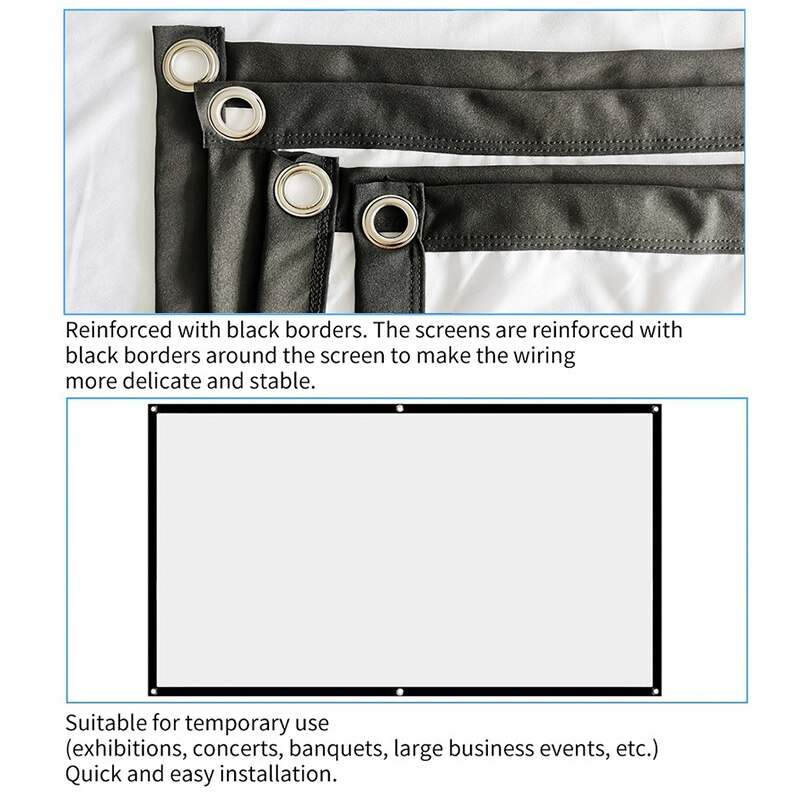 Portable Foldable Projector Screen 16:9 HD Outdoor Indoor Home Cinema Theater 3D Movie GK99