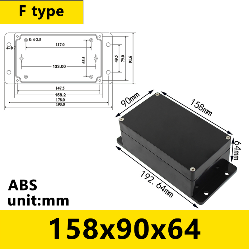Black Outdoor Waterproof Enclosure Plastic Box Electronic Project Instrument Case Electrical Project Box Junction Box Housing: Gold