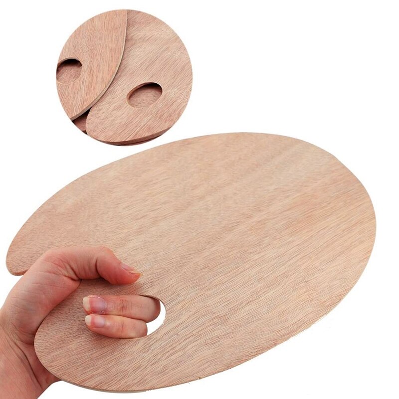 4 Pack Oval Wooden Painting Palette for Acrylic Oil Watercolor Craft DIY Art Painting Palettes 11.75 Inch x 15.75 Inch