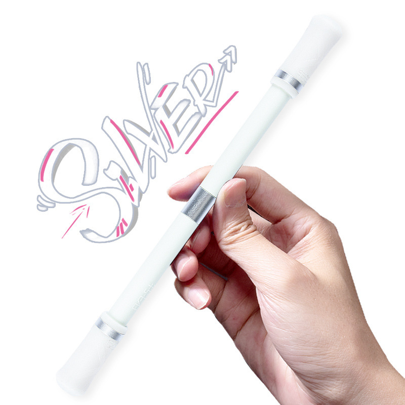 Juguete giratorio antiestrés para niños y adultos, pluma giratoria de mano, para aliviar el estrés, novedad: White-sliver