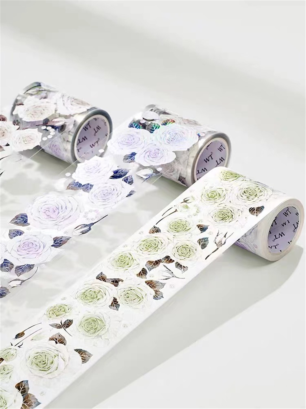 Vintage Roze Groene Paarse Roos Washi Pet Tape Voor Planner Card Maken Diy Scrapbooking Plan Decoratieve Sticker