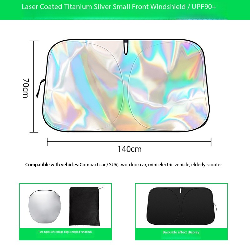 Solskærm til forrude, varmeisolering og solbeskyttelse, blændingsfri solskærm til sommerbrug i køretøjer: Guld