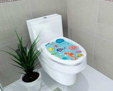 Badeværelse toilet sæde dækning mærkater klistermærke vinyl toiletlåg mærkater væg dekorative mærkat mærkater, mulit-mønster , 32 cmx 39cm: 903