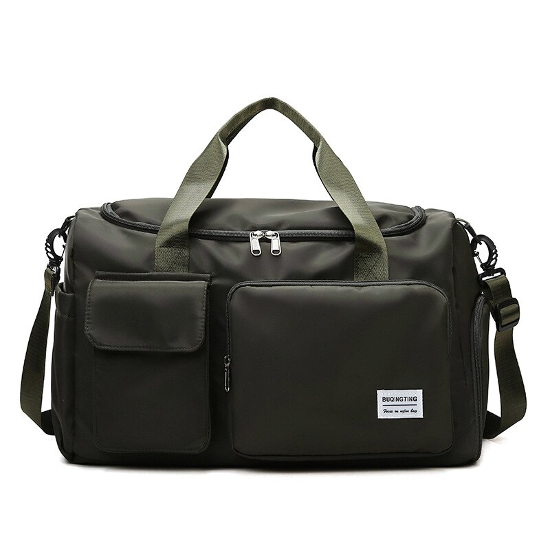 Casual Summer Nylon Travel Bag Woman Handbags Multifunction Wet Dry Separation With Shoe Position Sports Bag Large Travel Bags: army green