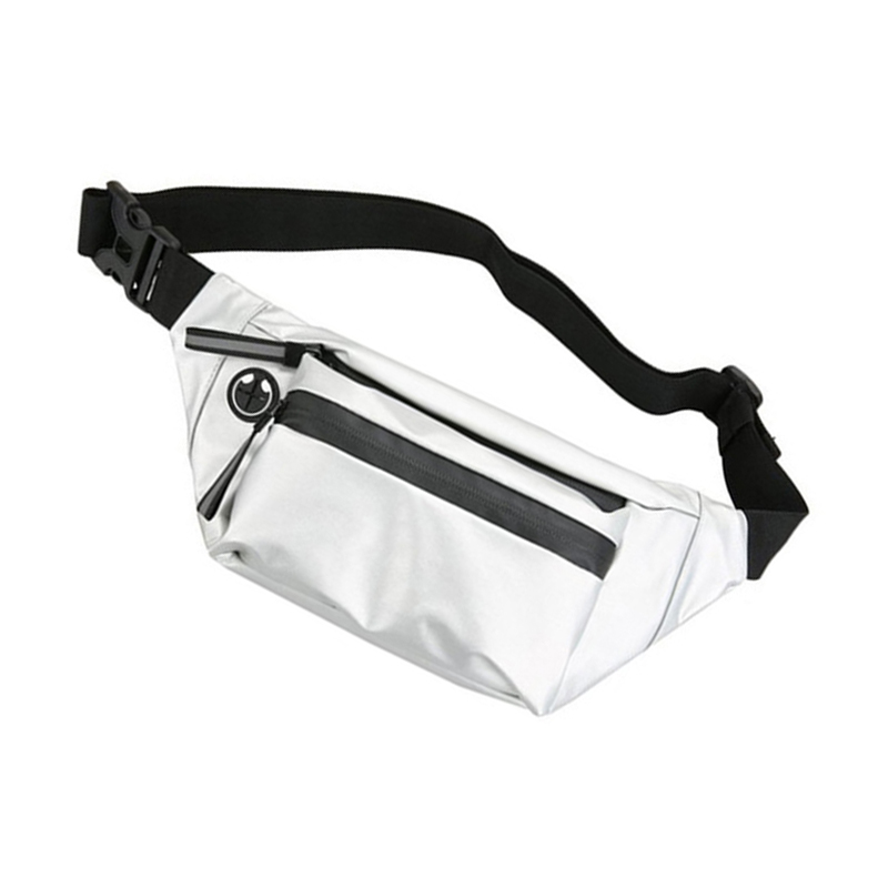 Waterproof Woman Waist Bag Fanny Pack Chest Pack Outdoor Crossbody Bag Large Capacity Unisex Belt Bags Hip Waist Packs: B   Silver waist bag