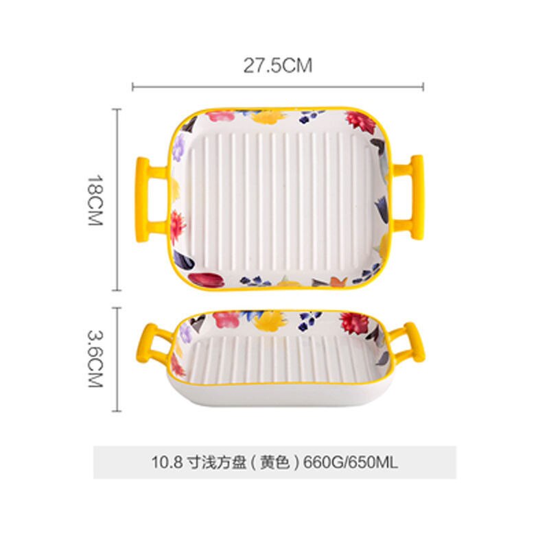 Vajilla de cerámica para horno microondas, juego de vajilla occidental de porcelana para cocina, cuenco de arroz al horno y queso al horno: 09 10.8 inch Bakewar