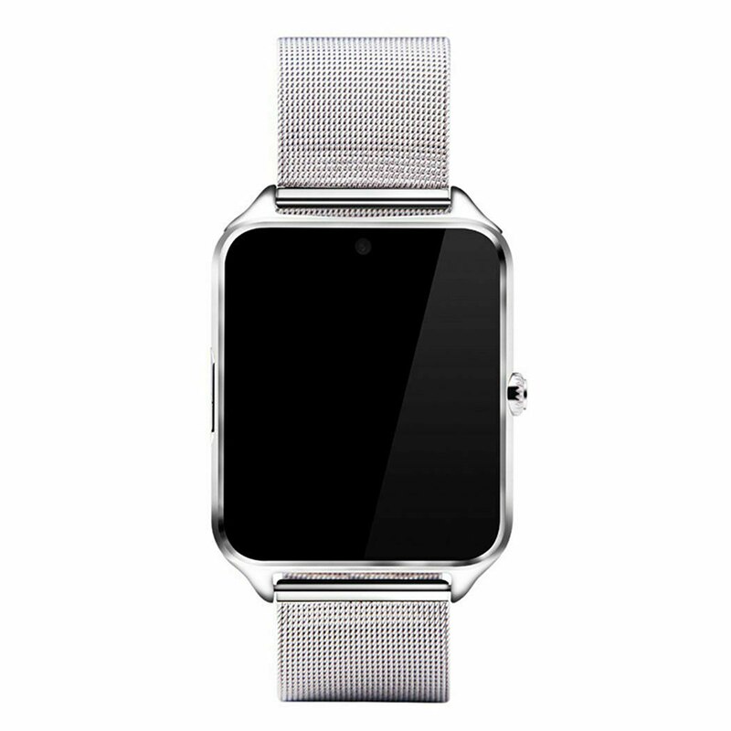 Z60 montre intelligente horloge en métal avec fente pour carte Sim caméra à Message poussoir connectivité Bluetooth pour Android IOS téléphone montre intelligente: Argent