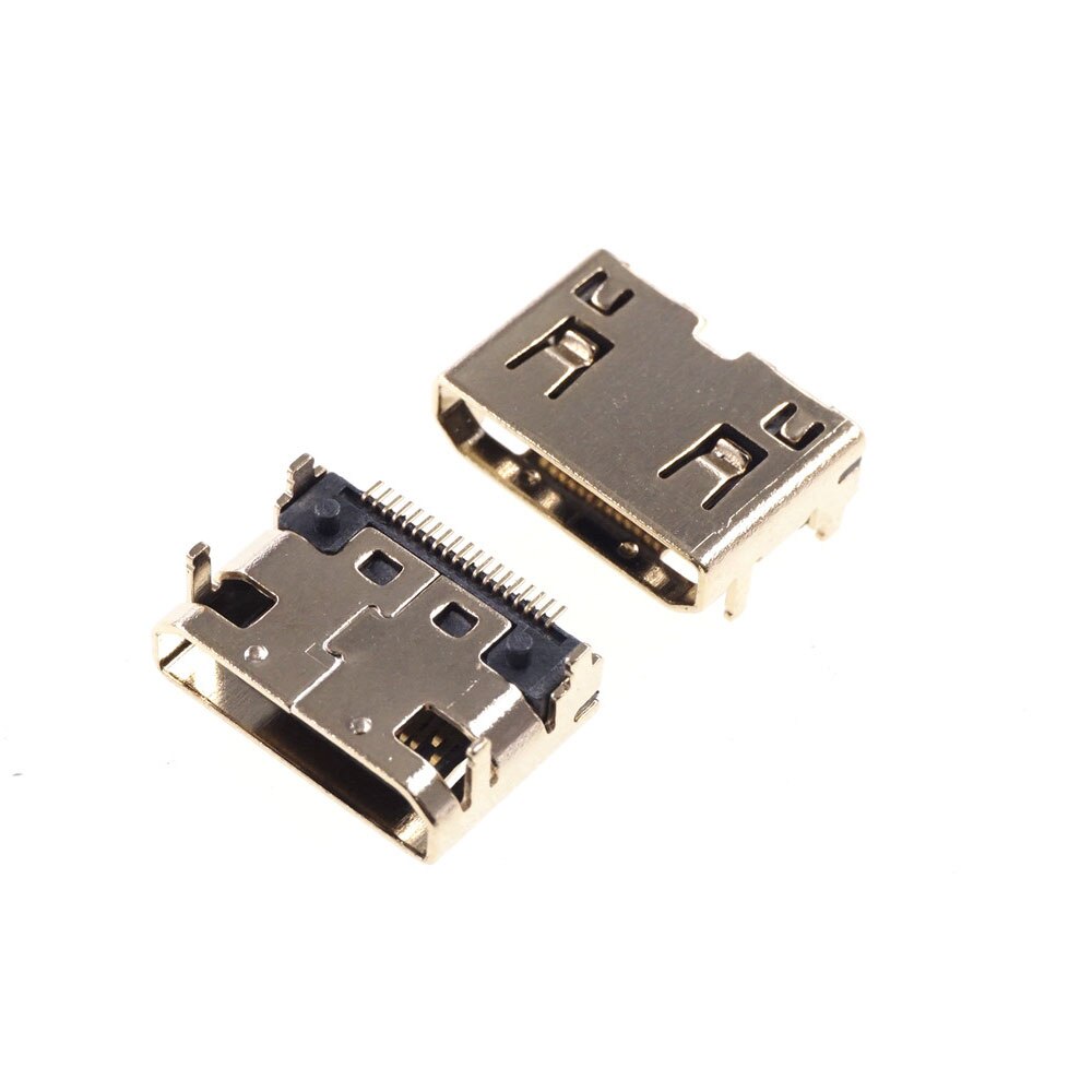 10-Pack Mini HDMI Type C Female 19-Pin SMD Socket Connector (Gold-Plated Contacts) For PCB Mount