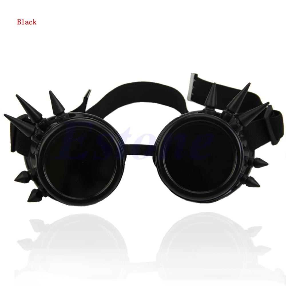 Welding Round Cyber Goggles Goth Rivet Steampunk Cosplay Antique Victorian Spike MAR21_15: Black