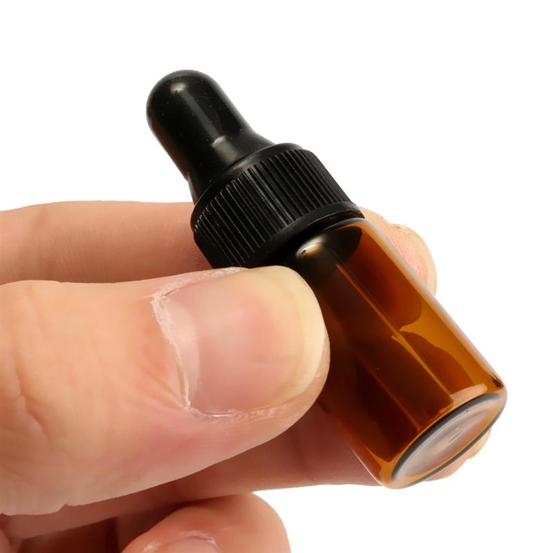 50 stk/parti 1ml 2ml 3ml 5ml tom dråbeflaske bærbar ravfarvet glasflaske æterisk olieflaske med glas øjendråber