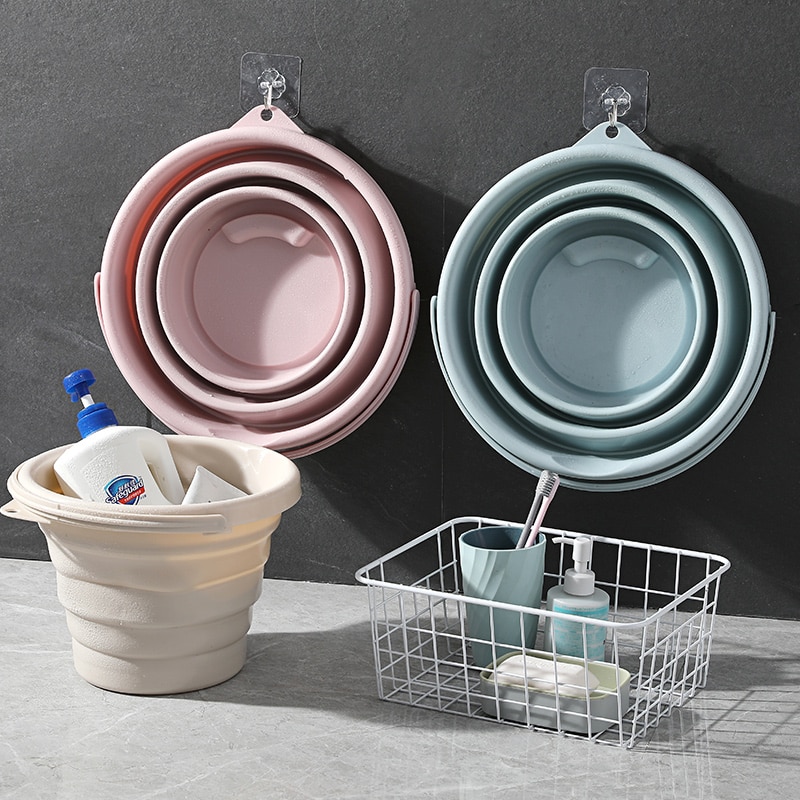 Cubo plegable de 3L/7L color rosa para turismo, limpieza de casas, pesca, Camping, coche, gran cubo de lavado para el hogar