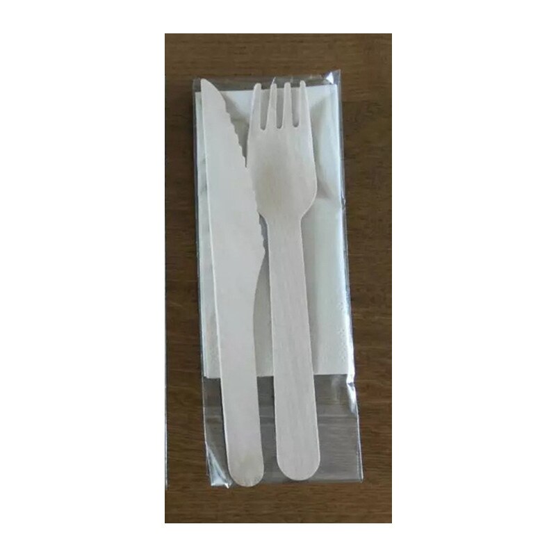 100 Pcs Takeaway Pakket Disposable Houten Mes Vork Lepel Verjaardag Wedding Party Cake Dessert Fruit Servies: fork knife paper
