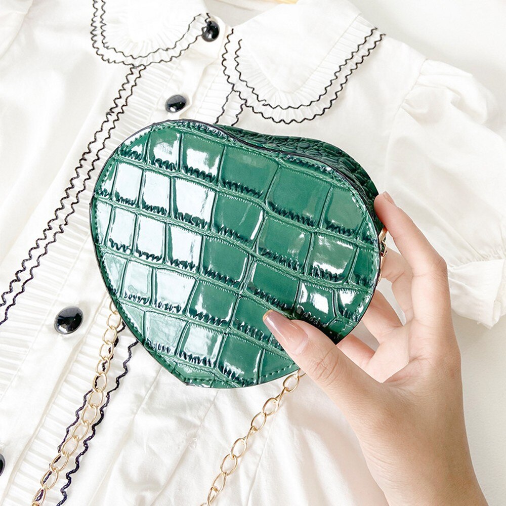 Bolso de hombro clásico para mujer, bandolera con forma de corazón, informal, de: Verde