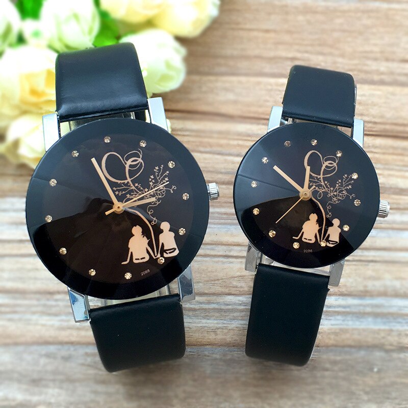 Student Couple Stylish Spire Glass Belt Quartz Watch Lovers Casual simple Clock hours Best For Lover relojes mujer Clock