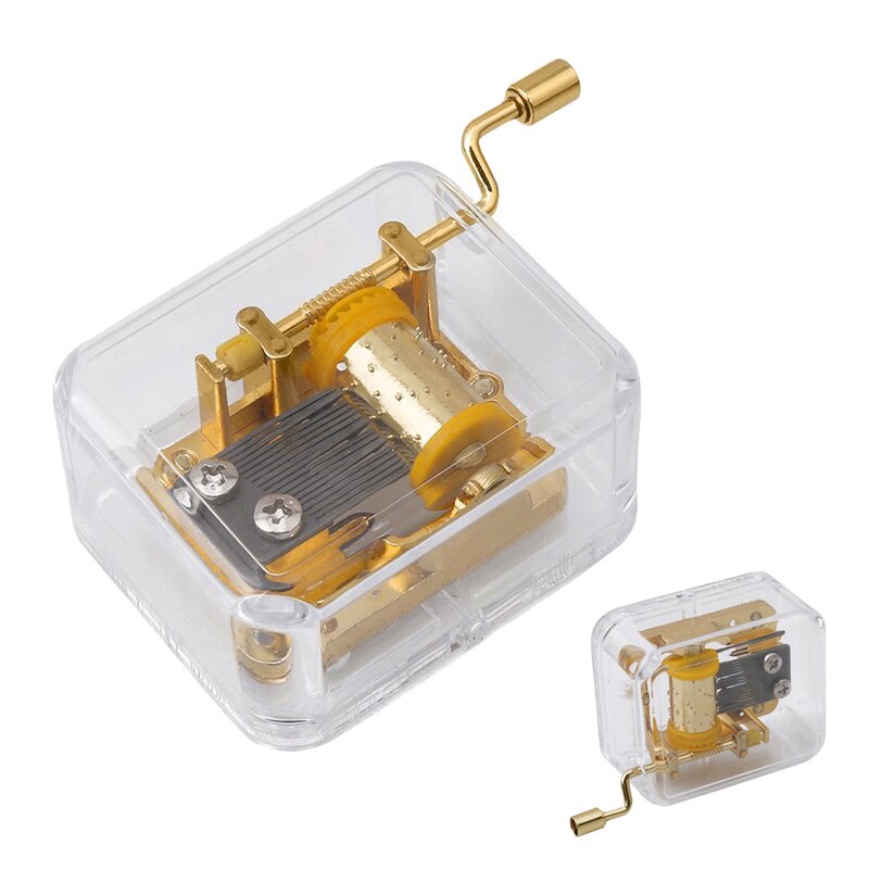 Acrylic Hand Crank Metal Movement Music Box Kids Toy Xmas Birthday