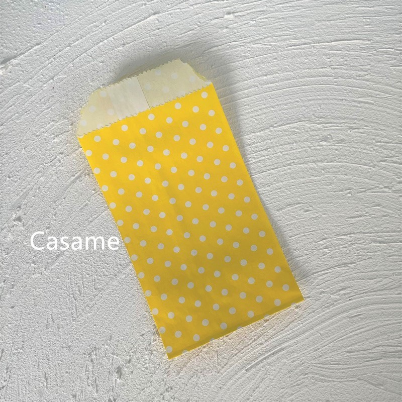Sacs à bonbons biodégradables pour friandises, 100 pièces 8x15 cm, sacs en papier pour de fête, sac artisanal en papier imprimé à pois, sac de boulangerie, de mariage pour enfant: Yellow Dot