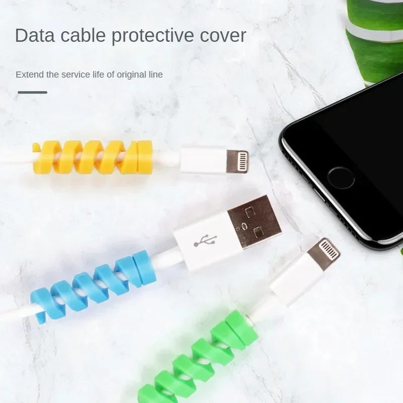 Protector de Cable Universal de silicona para Cable de datos, enrollador en espiral, organizador de Cable, cubierta para Cable de cargador USB de Iphone, 12 Uds.