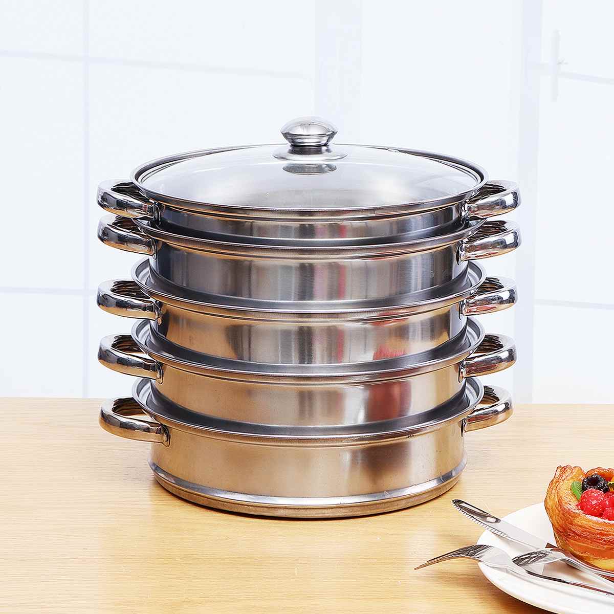 5 Lagen Roestvrij Staal Dikke Steamer Pot Soep Stoom Pot Universele Kookpotten Voor Inductie Kookplaat Gasfornuis Stoom Pot