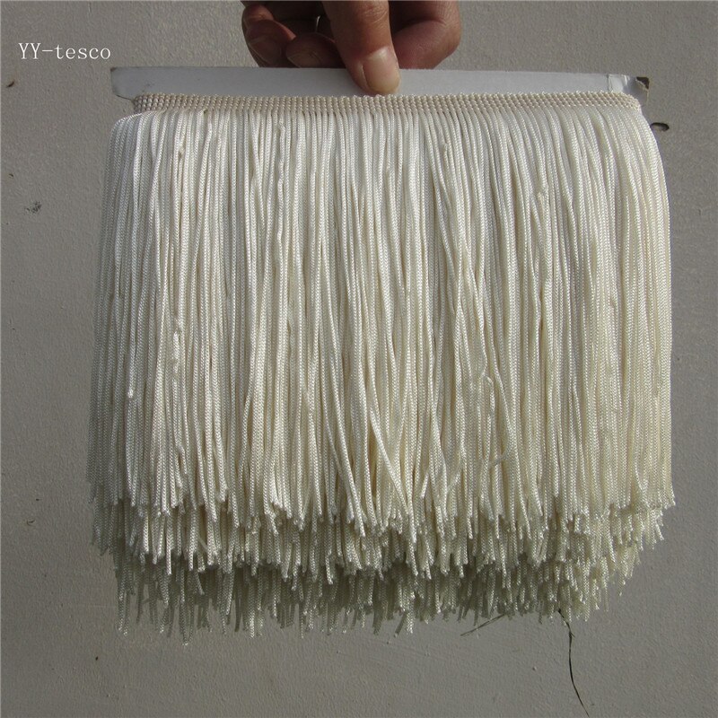1Yard 15cm Wide Pink Lace Fringe Trim Tassel Fringe Trimming For Latin Dress Stage Clothes Accessories Lace Ribbon Tassel: Beige