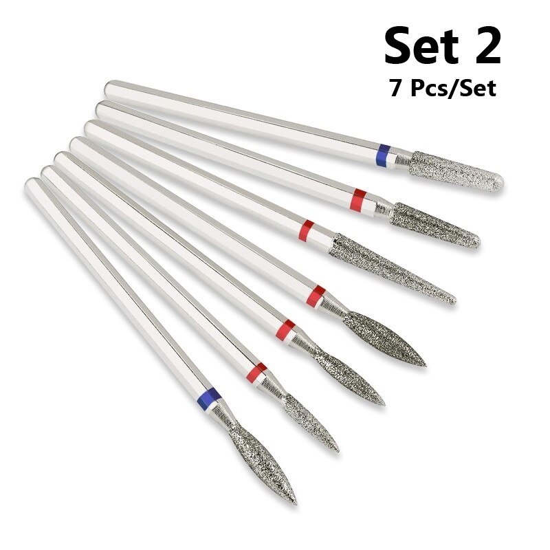 7 Pcs/Set Carbite Nail Grinding Head Nail Drill Bit Ceramic Mill Machine Set Cutter For Pedicure Electric Nail Files: Set 2