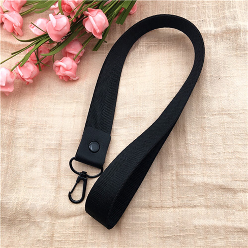 Effen Kleur Lanyards Tag Houder Neck Hang Id-kaart Lanyards Polsbandje Sleutel Touw Mobiele Telefoon Riemen Id-kaart Sleutelhanger zwart Rood: L black