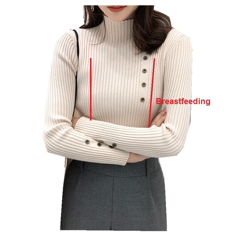 Dünne Gestrickte Mutterschaft Pflege Bodenbildung Shirts Herbst Stillen Pullover für Schwangere Frauen Schwangerschaft Fütterung Tops