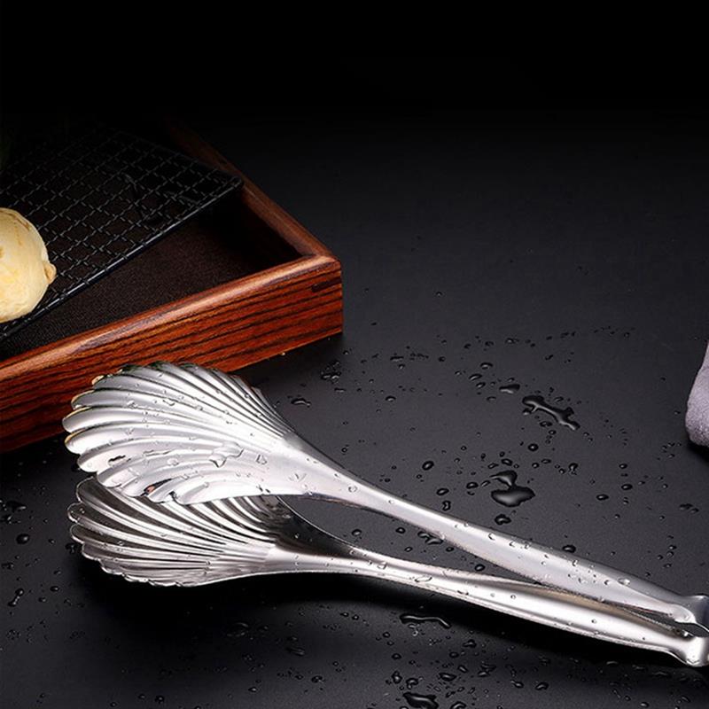 Kapmore 1Pc Shell Vorm Service Tang Food Grade Rvs Voedseltangen Brood Tang Voor Koken Bbq Gereedschap Accessoires