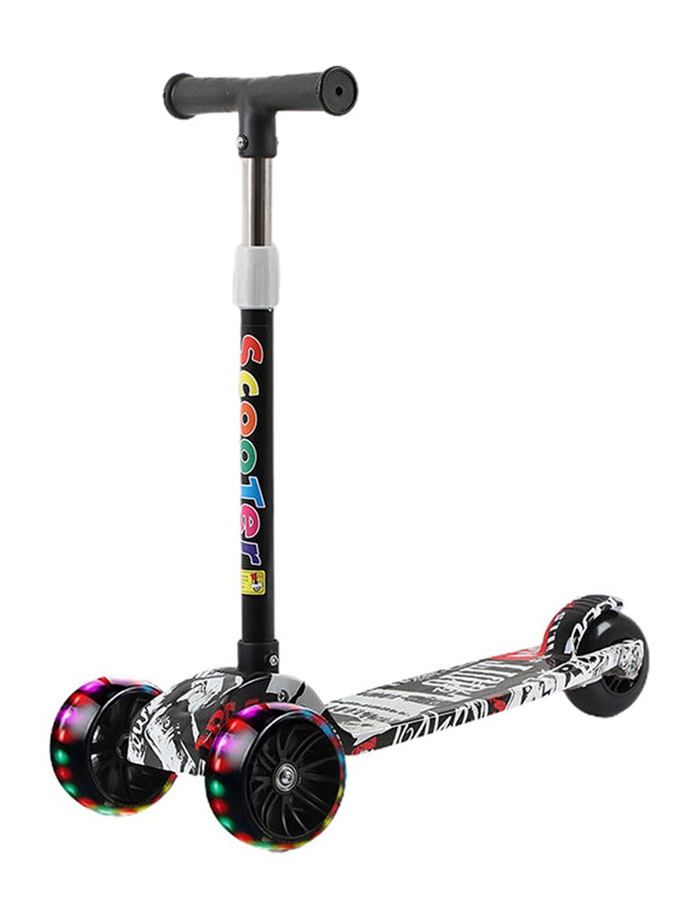 Graffiti Vouwen Scooters Met 3 Licht Up Wiellager 50Kg Draagbare Scooter Voor Kinderen Verstelbare Hoogte 5 Niveaus Verbreed pedalen