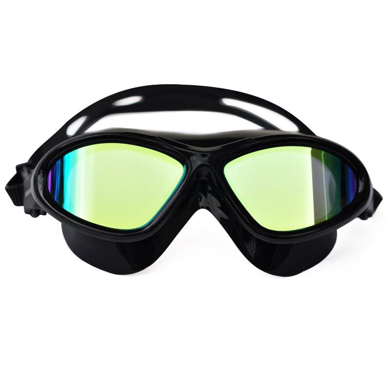 Hval anti-tåge linse vandtæt svømmebriller briller spejl belægning mænd kvinder store ramme svømningsbriller