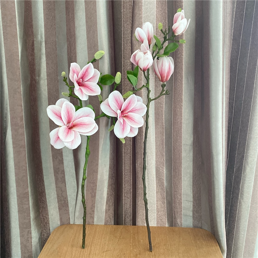 Luksuriøse stor magnolia gren ekte touch kunstige blomster til jul bryllup dekorasjon blomster kunstige