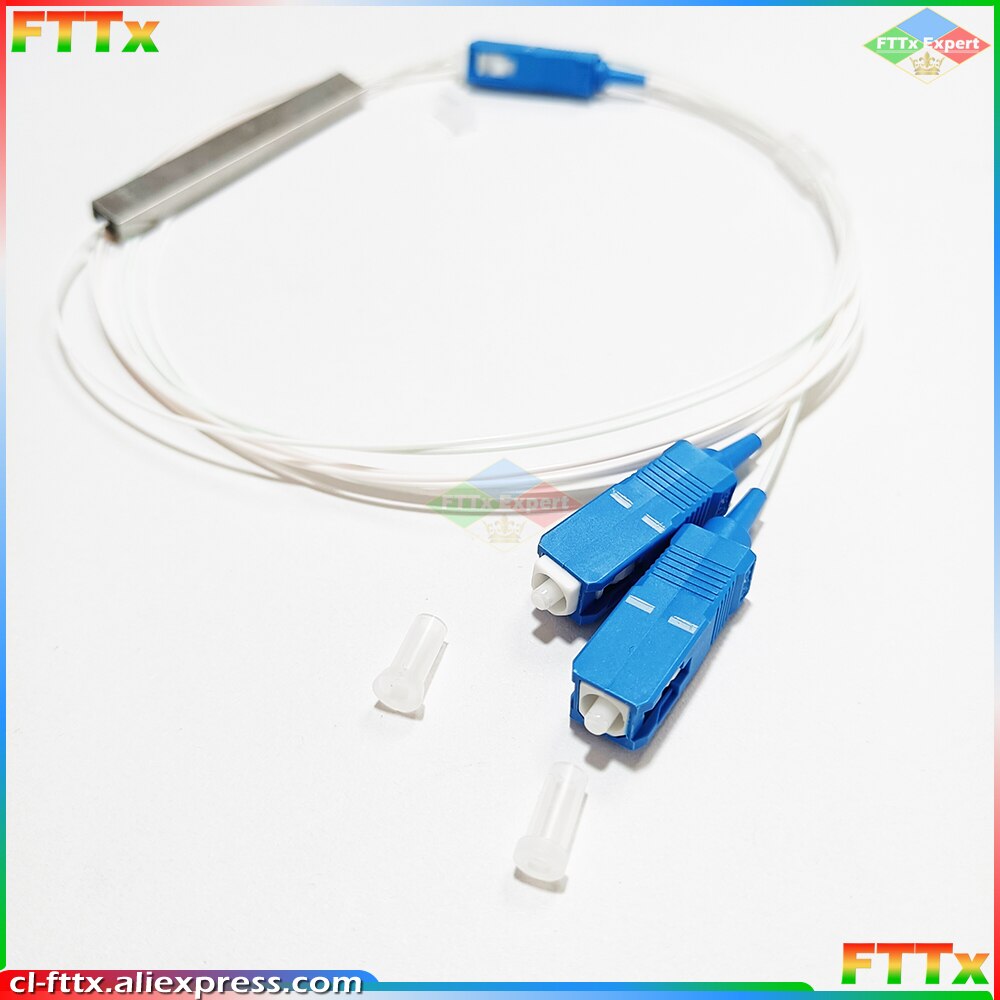 10pcs/lot 0.9mm Steel Tube Fiber Optic PLC Splitter 1x2 SC/UPC Mini Blockless G657A1 0.9mm 1M 1*2 SC APC Connector