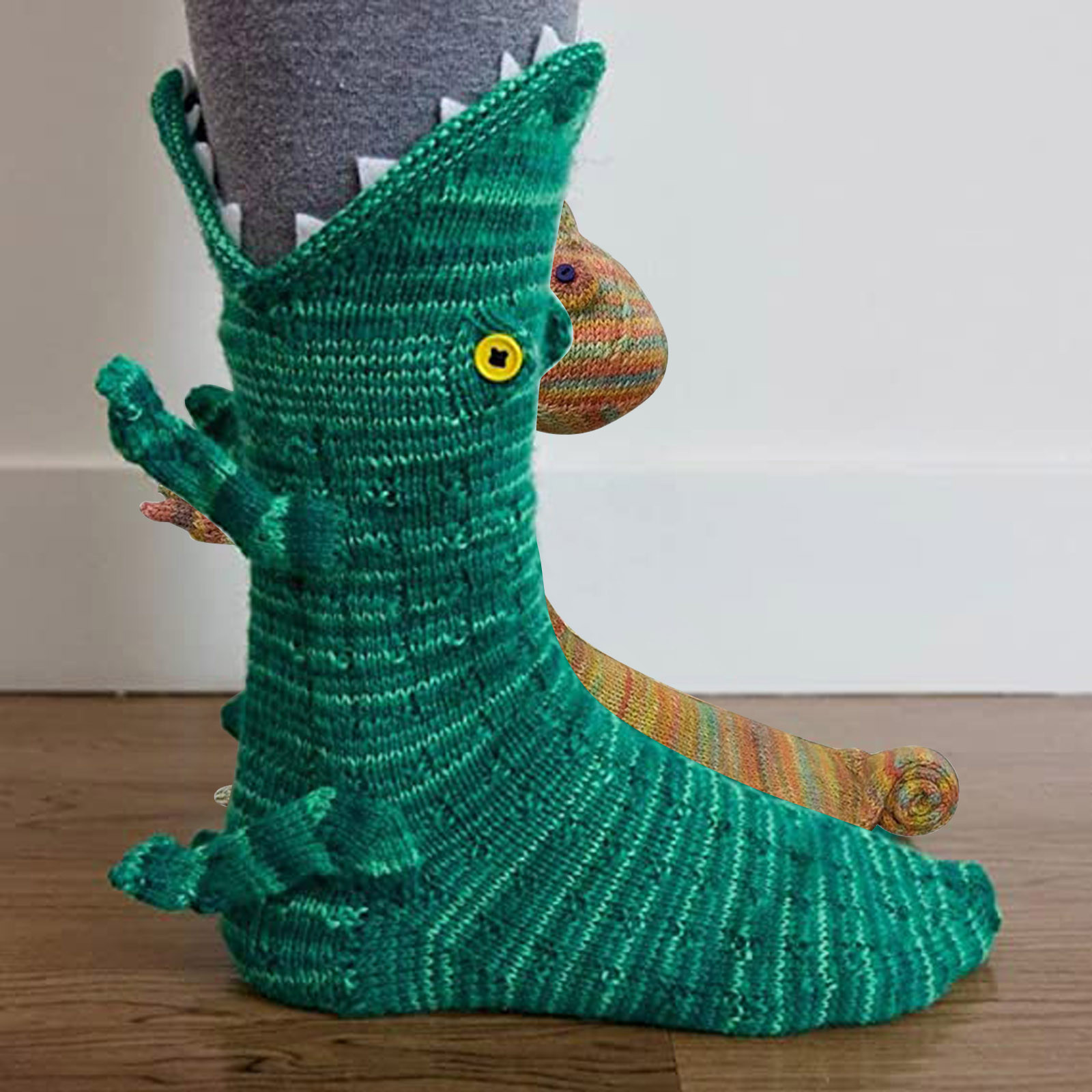 Christmas Knit Socks Keep Warm Winter Funky Animal Pattern Double Knitting Cuff Down Untraditional For Woman Man Socks