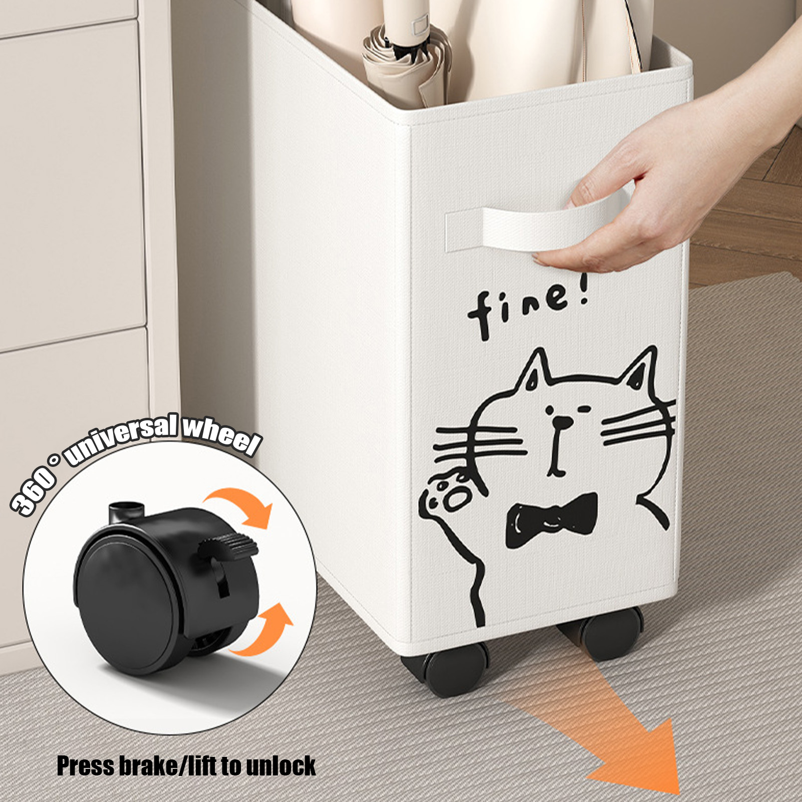 Mir à linge pliant de grande capacité avec rouleau, boîte de rangement pour vêtements, équipement de fitness, collation, jouet, boîte d'évaluation de bureau, 40cm