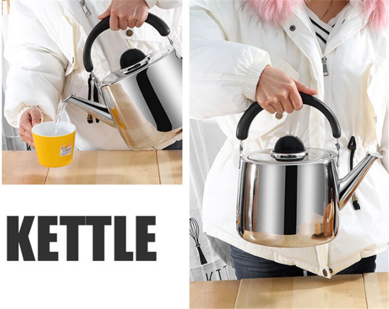 304 Rvs Geluid Ketel Gas Theepot Huishouden Keuken Verwarming Kokend Theepot Capaciteit Melk Warmwaterkruik Outdoor