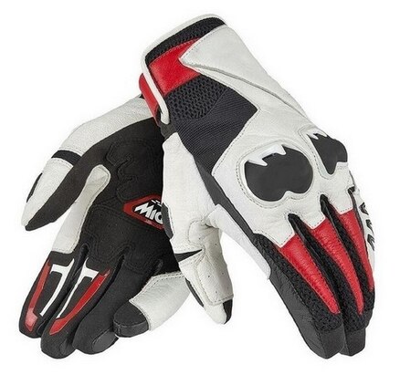 Dain Mig C2 Racing Short Gloves Motorcycle Road Gloves Racing Glove Motorbike Glove: White Red / M