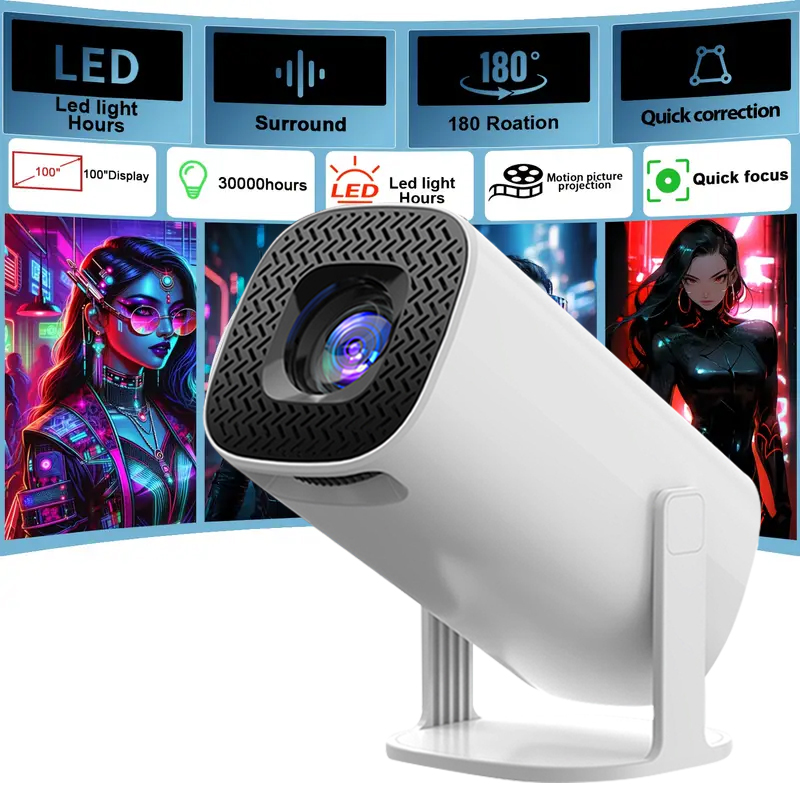 Projektor P30pro Nowy Natywny 720P Android 4K 1280*720 160ANSI Wifi Kino Zewnętrzny Przenośny 180 ° Obrotowy projektor hy300: Wtyczka UK