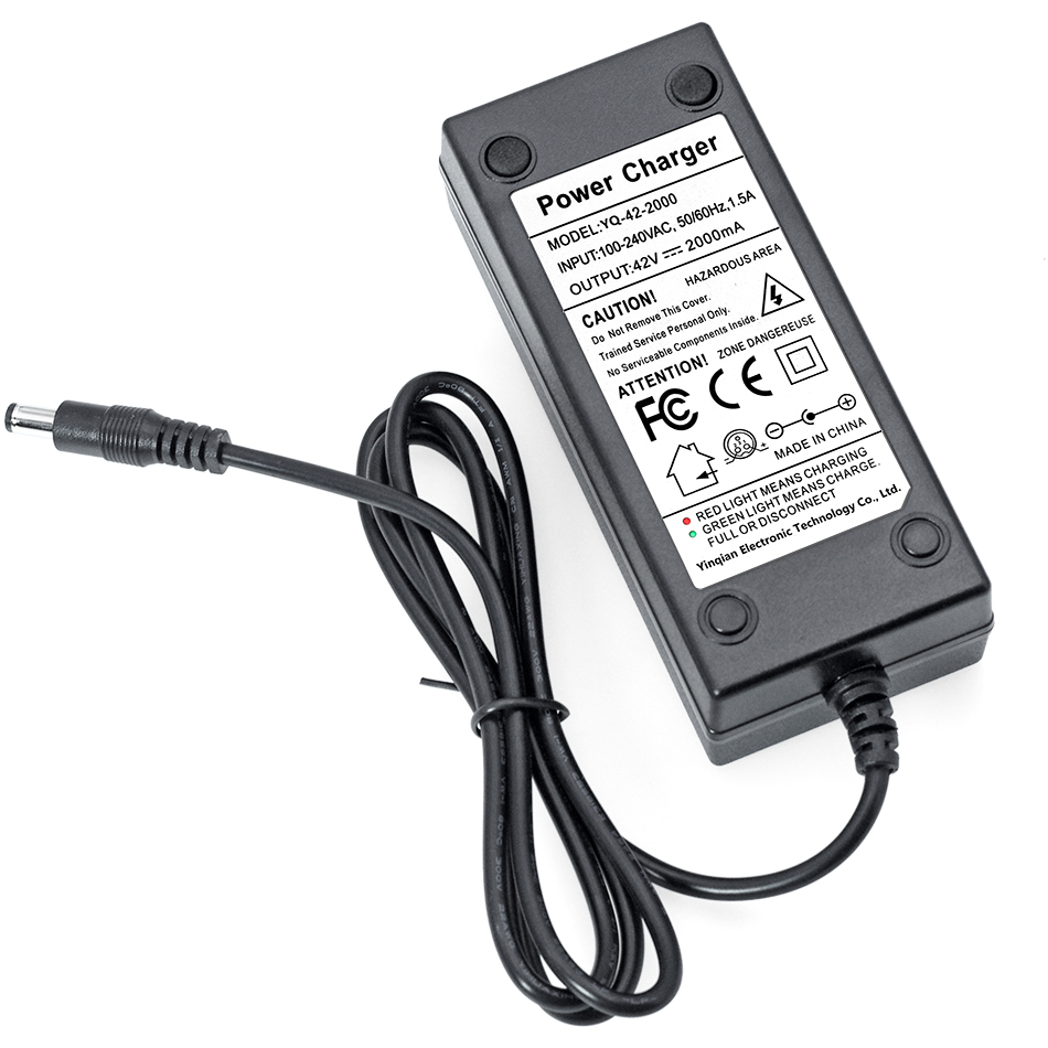 Battery Charger 42V 2A - for 36V E-bike, Scooter, Polymer Lithium Battery - Fast Charging, Intelligent