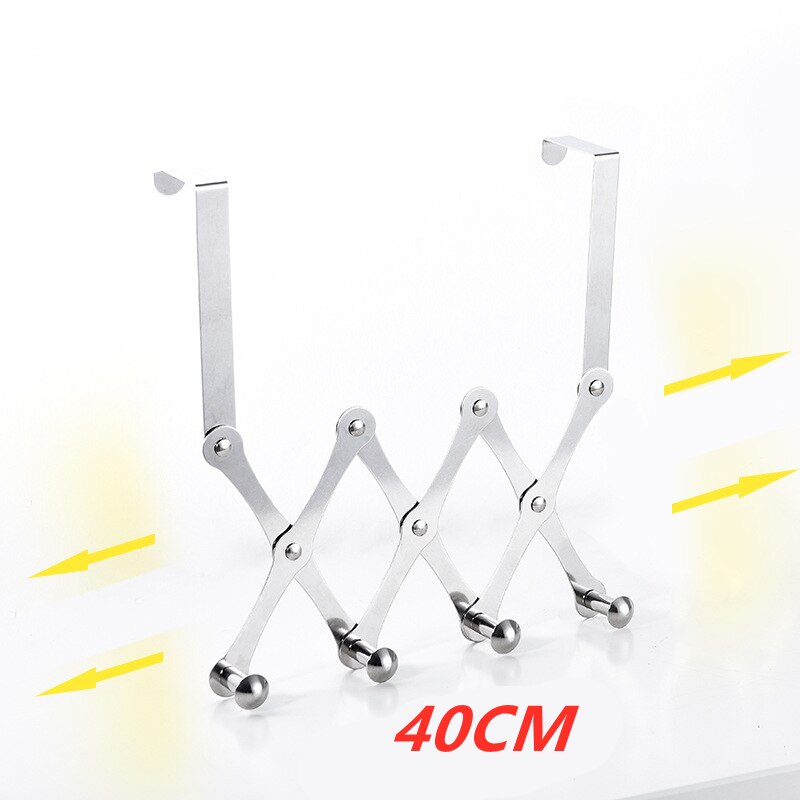 Gancho plegable de acero inoxidable para colgar en la puerta, colgador para sombreros, bolsas, corbata, bufanda, llave, 1 ud.: Silver       40CM
